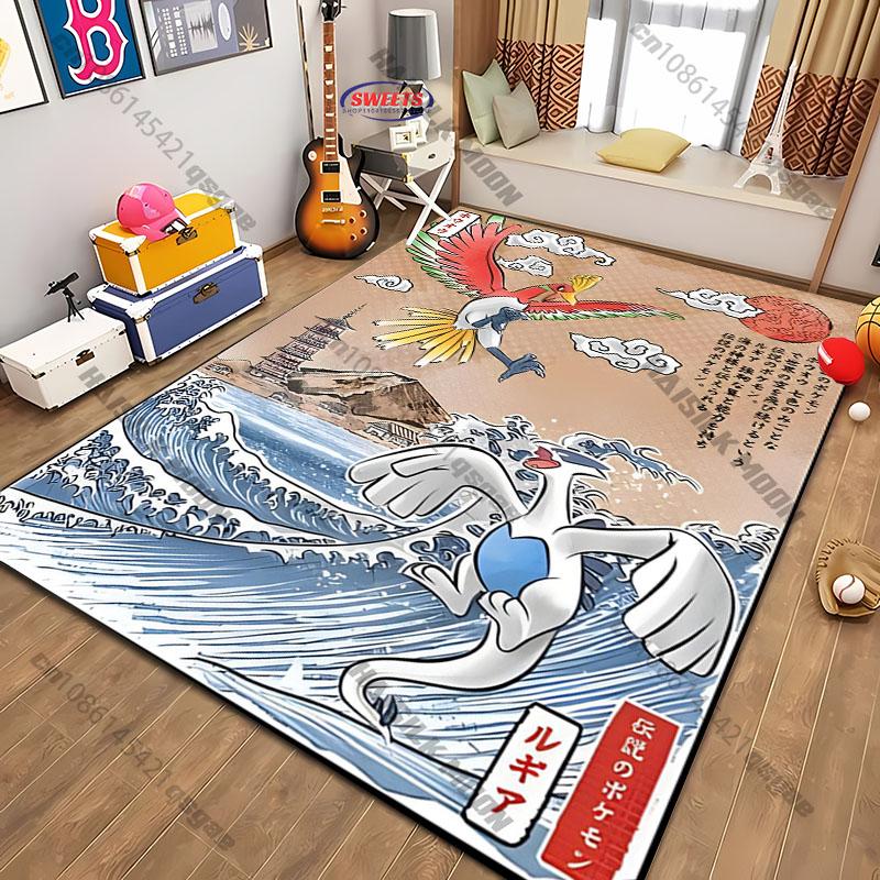Ukiyo-e style Pokemon theme Carpet New Release! Rug for Living Room Bedroom,Office Areas,Durable Machine Washable Mat great gift