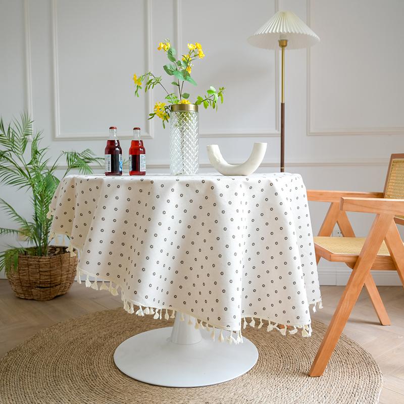 Vintage Round Tablecloth Floral Table Cloth Washable Dust-Proof Table Cover for Kitchen Dinning Party Picnic Tabletop Decoration