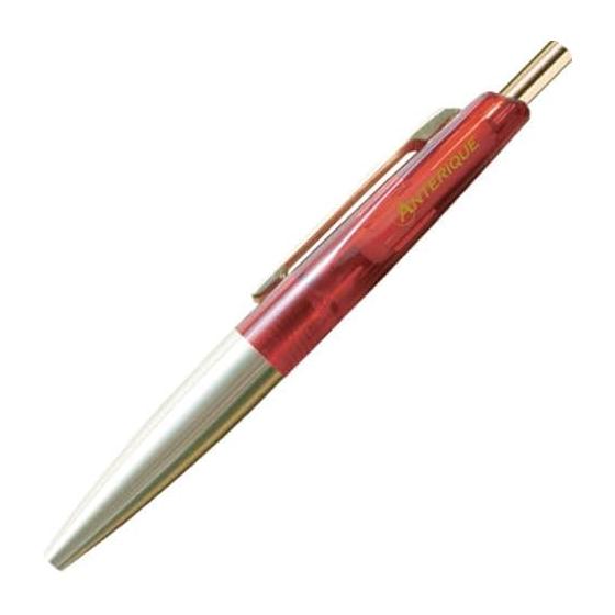 Anterique Oil-Based Ballpoint Pen, 0.5mm, Mini Size, Clear Red (BP20-CRR) - Machined Brass Lower Barrel, Compact 10cm Length, Comfortable Grip for