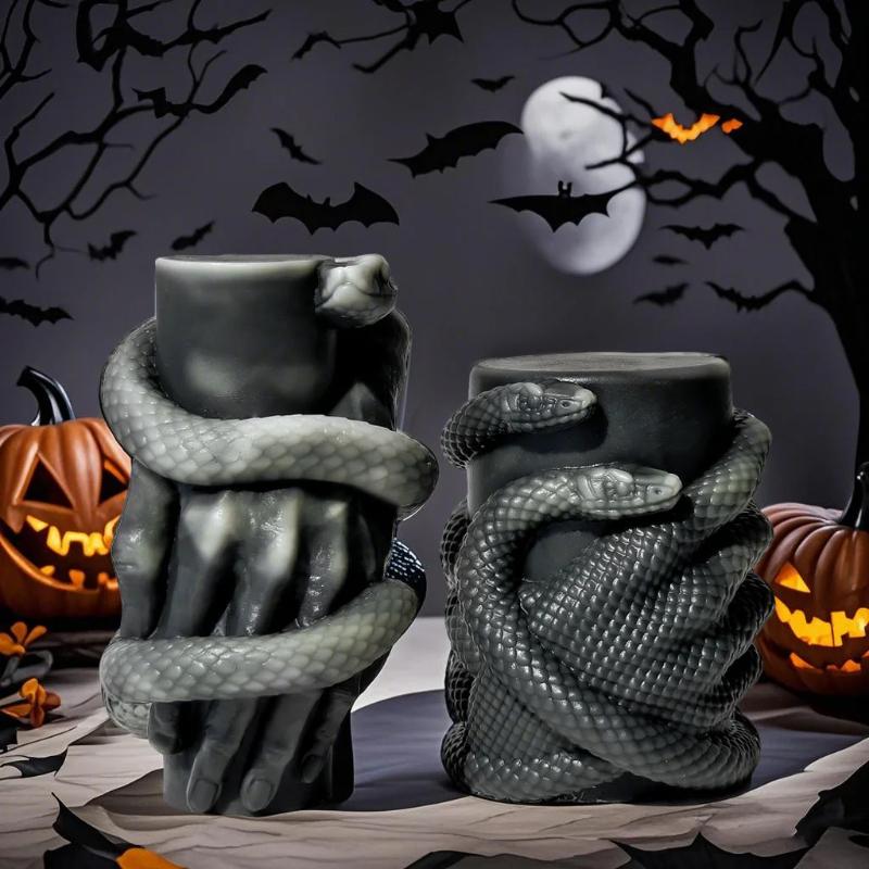 Snake Hand Wrap Halloween Candle Mold DIY Aroma Candle Plaster Ornament Silicone Molds Handmade Soy Wax Candle Making Supplies
