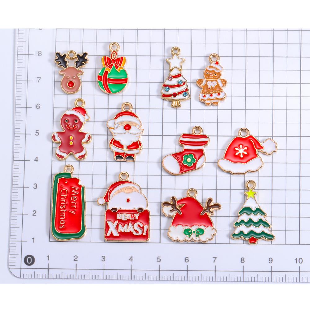 Enamel Christmas Charms Christmas Elk Gift Snowman Santa Claus Pendant for Diy Necklace Earring Jewelry Making Accessories