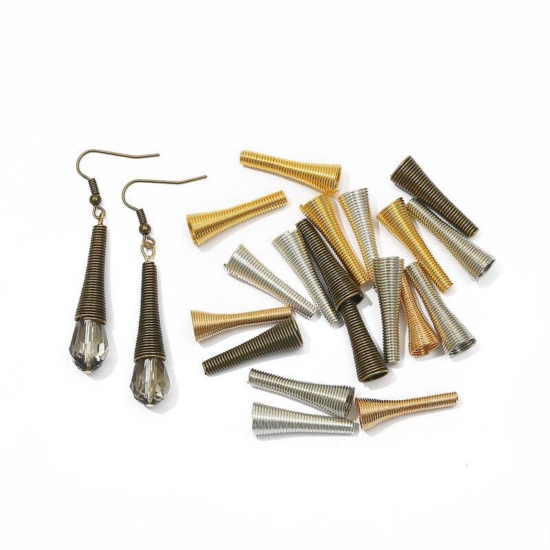 10Pz Forma a Imbuto con Molla Metallica Perline Distanziatrici Cappucci Forniture per Perline Fai da Te Bobina a Molla Conica Tappi Terminali Per Creazione di Gioielli