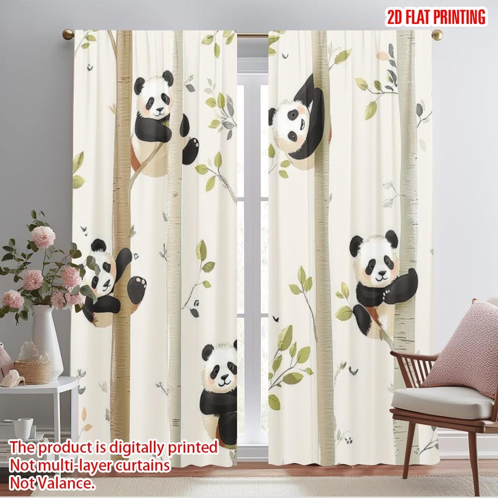 

2 шт., 2D печать на ткани для штор Panda Escapade, универсальная полиэстеровая ткань (без удилища) Украшения для использования внутри для 52.50×116.00 CM 2pcs