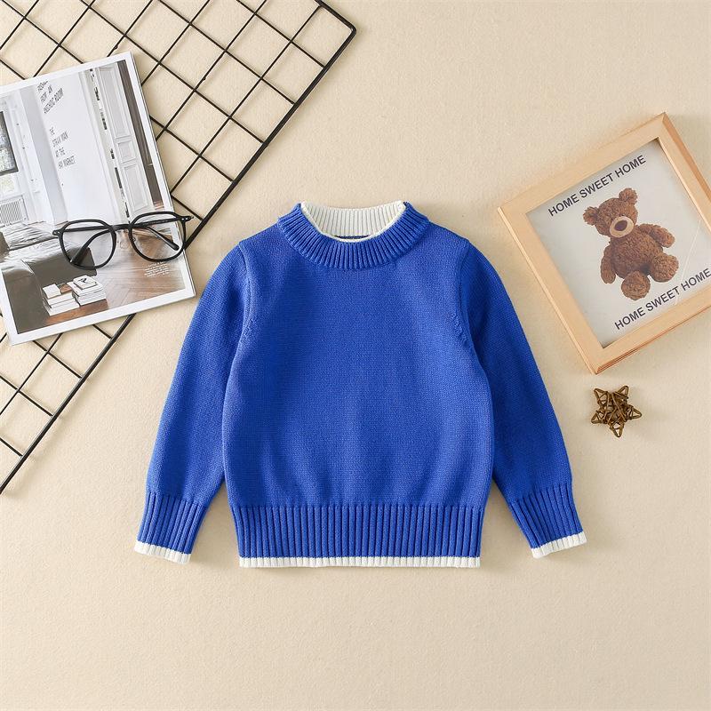 2025 Kids' Fake Cardigan Round Neck Sweater - Spring/Autumn/Winter, Korean Style Parent-Child Outfit