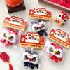Lion Awakening Chinese New Year Plush Keychain Tassel Lion Dance Brooch Cute New Year Badge  Unisex