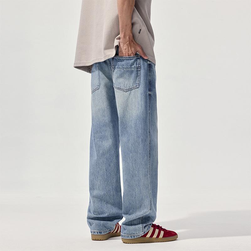 

New Spring and Summer Loose American High Street Trousers Straight Wide-leg Jeans 40