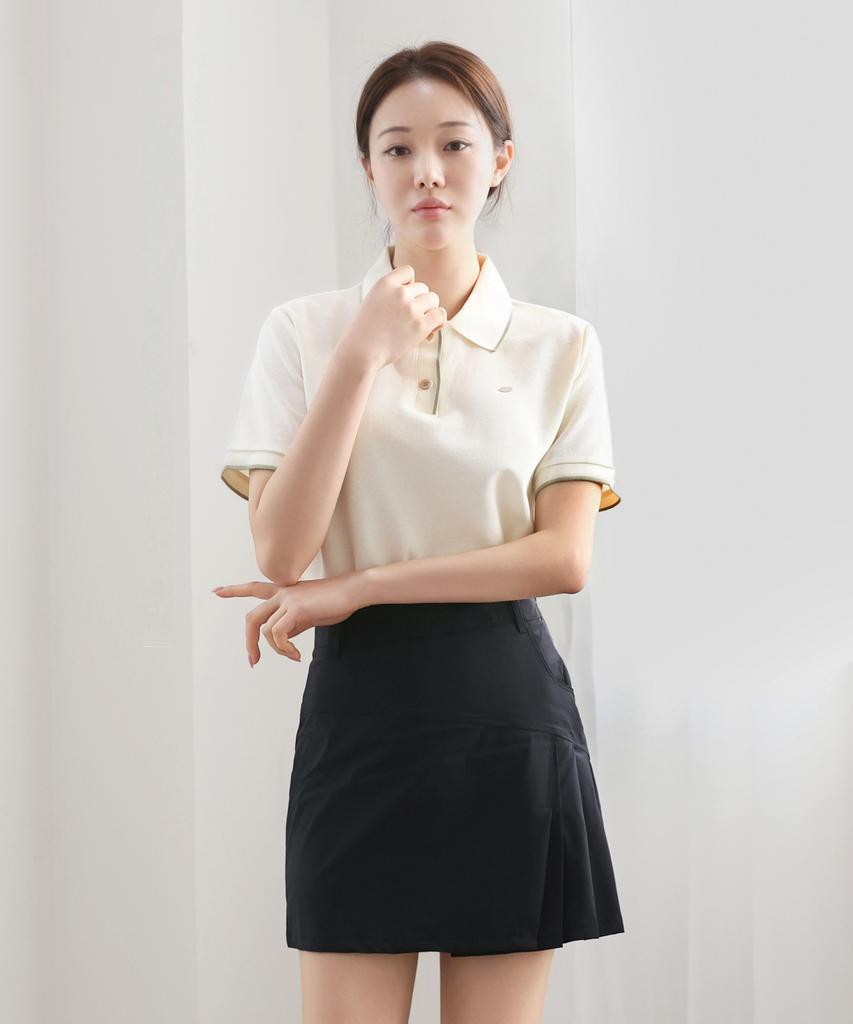 Keulleiseu Upf30 Certified Pk Short Sleeve T-Shirt With Collar Line Point_Black Line Collar