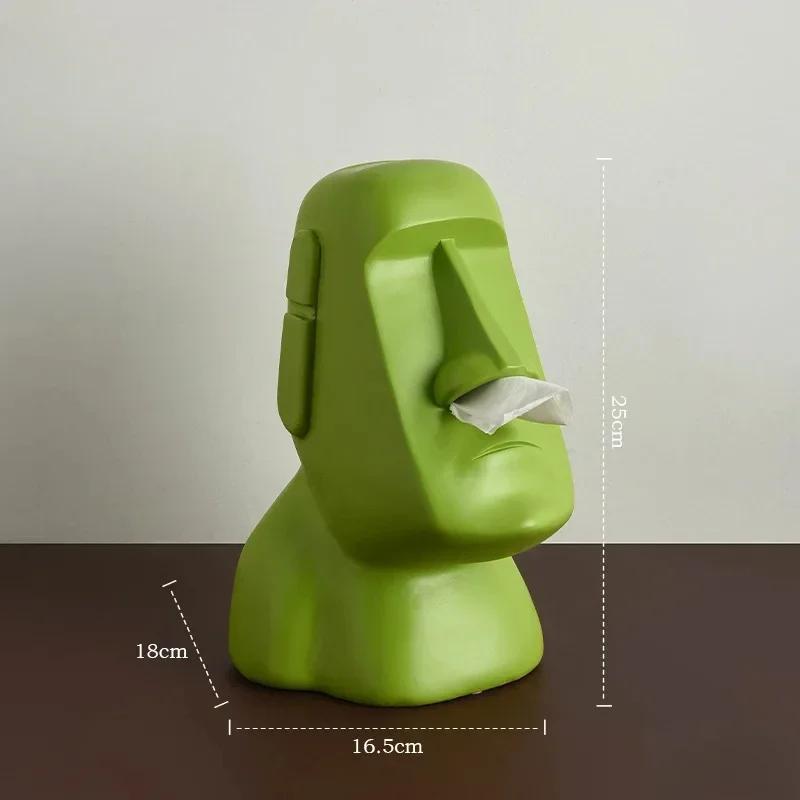 

Kitchen Moai Stone Statue Island Portrait Dispenser Tissue Box Napkin Storage Mouth Organizer Accessories Useful Things Decor