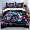 "Colorful American Truck Design" Bedding Duvet Cover Set Duvet Cover Pillowcases (1 * Duvet Cover 2 * Pillowcases, without duvet insert)