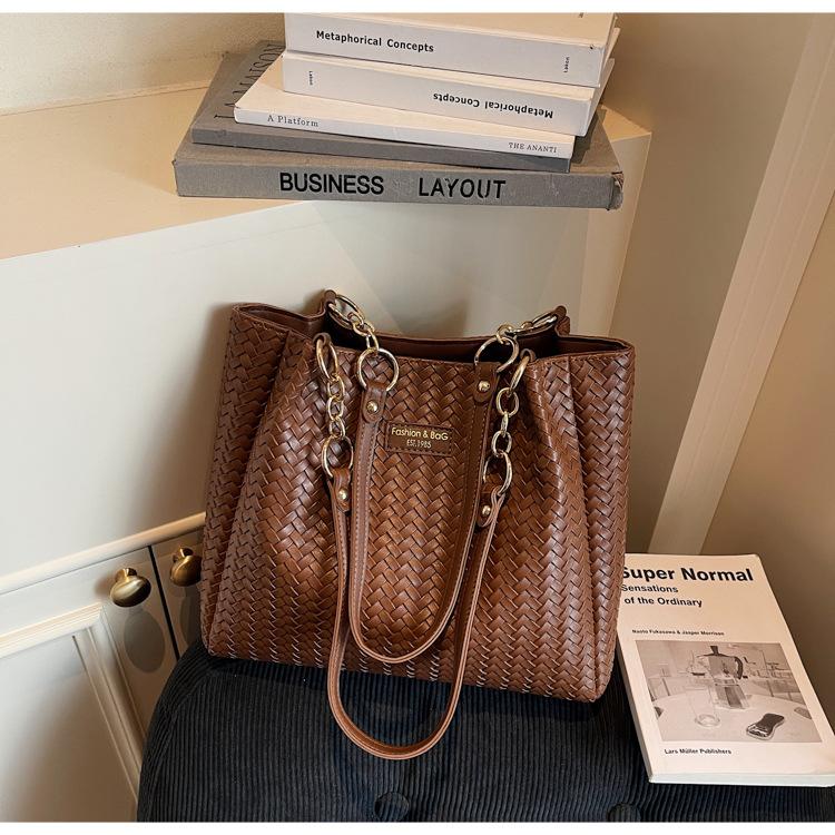 

Сумка Женская Новая Мода Женская Сумка Большая Сумка Для Поездок Большая Вместимость Сумка Через Плечо Плетеная Сумка темно-коричневого