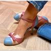 Zoete Dames Schoenen Ronde Neus Hoge Hakken Pumps 6cm Gespsluiting Strik Gemengde Kleur Grote Maat 43 Date Schoen