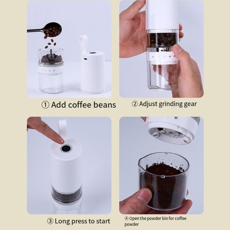 Electric Coffee Grinder Adjustable Burr Mill Plastic Coffee Mill Portable Coffee Bean Grinder for Outdoor and Indoor