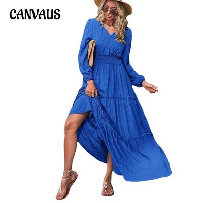 Frühling und Herbst Damen Kleid Langarm Temperament Pendler Damen Lange Kleider