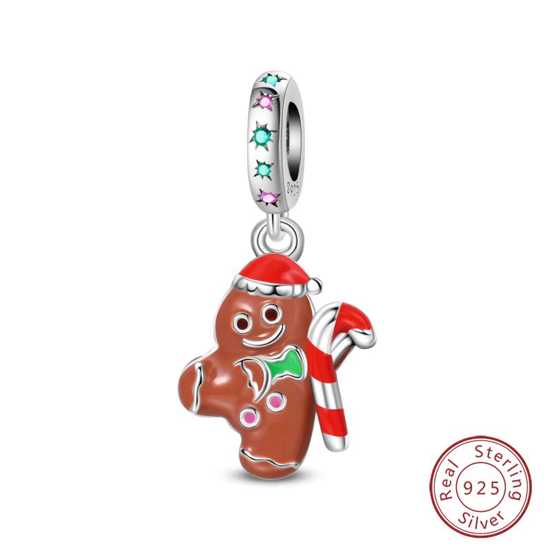 Original Copper Charms Beads Winter Snowflake Snowman Igloo Penguin Pendant Fit Bracelet Women Jewelry Gift