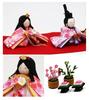 Osaka Choseido Original Compact Mini Hina Doll with Nameplate and Wooden Tag Chirimen Hina 32cm Flowing Water Cherry Blossom Design (Sent Separately)