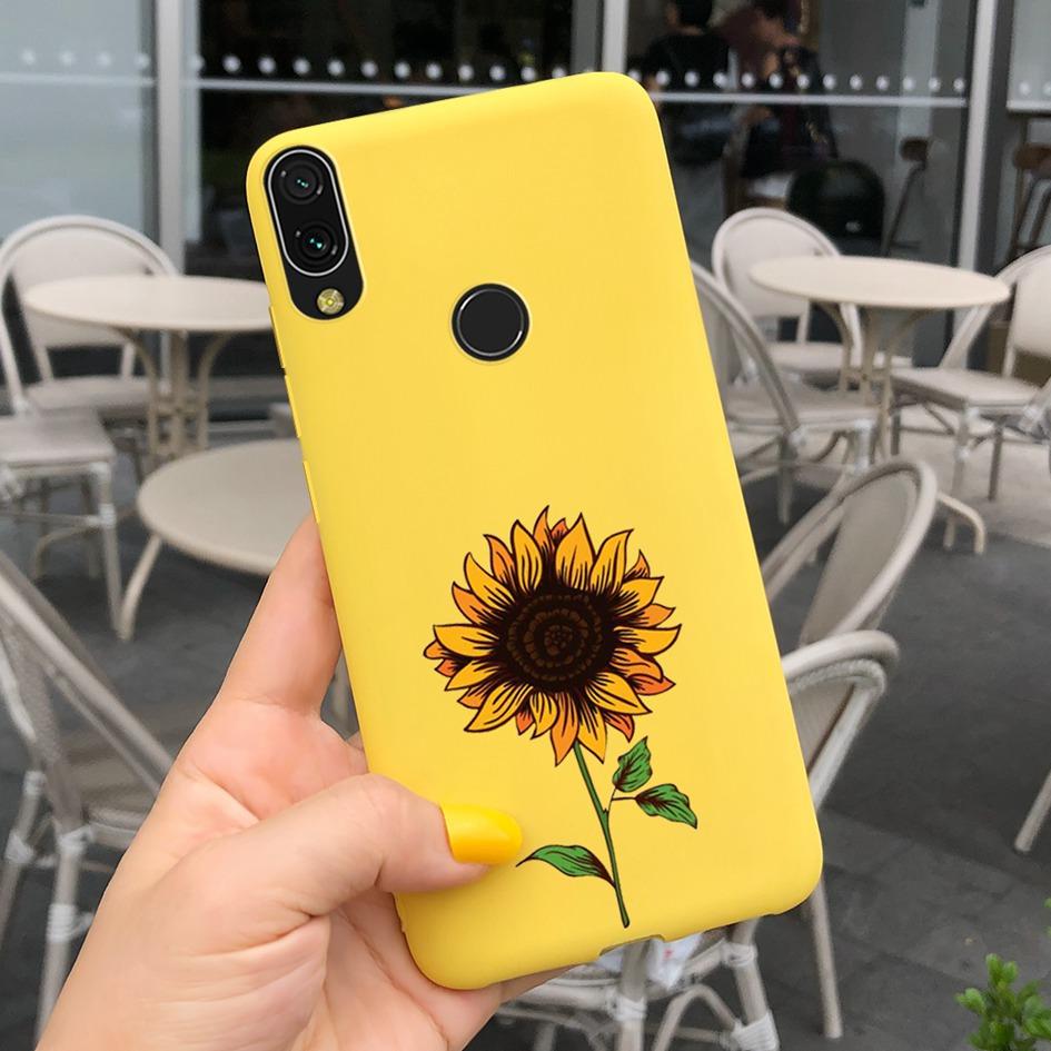 Soft Case For Xiaomi Redmi Note 7 Cover Funda For Redmi 7 7A Fashion Silicone Sunflower Phone Case on Redmi Note7 Pro Back Cover