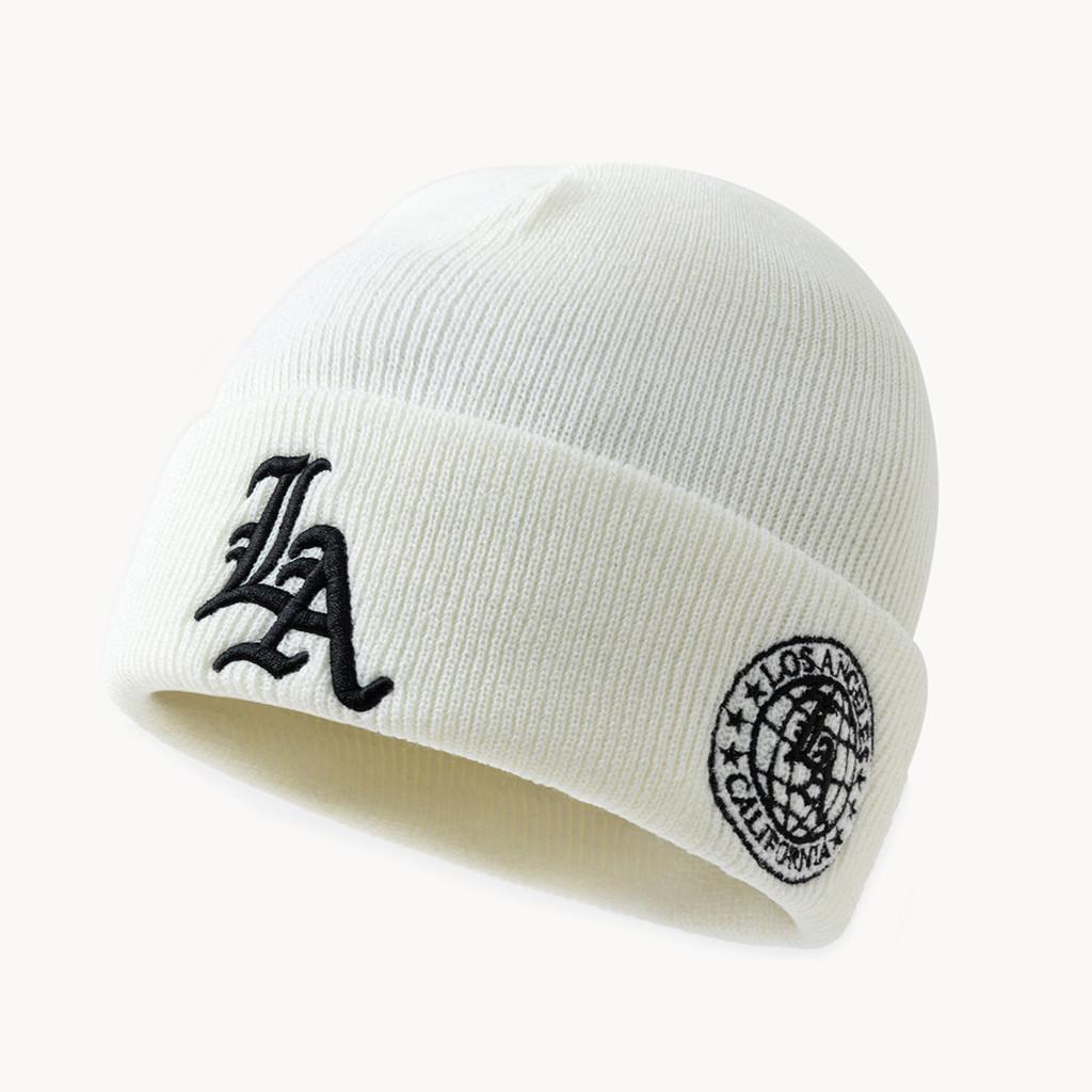 Knitted Hat Unisex Winter Warmth Beanie With Embroidered Letters For Casual Style