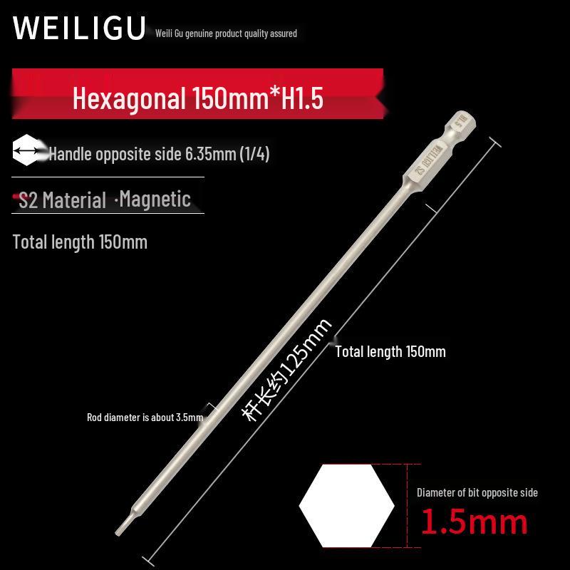 Electroplated Anti-Rust Hex Bit Set, S2 Steel, Extended Pneumatic Air Driver, Hex Socket Screwdriver.
