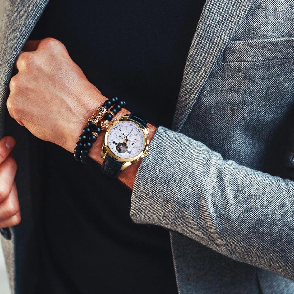 Forsining Marca Tourbillon Uomo Orologio Meccanico Data Automatica  Cinturino in Vera Pelle Orologio Da Abito Maschile acquista in modo  economico — spedizione gratuita, recensioni reali con foto — Joom