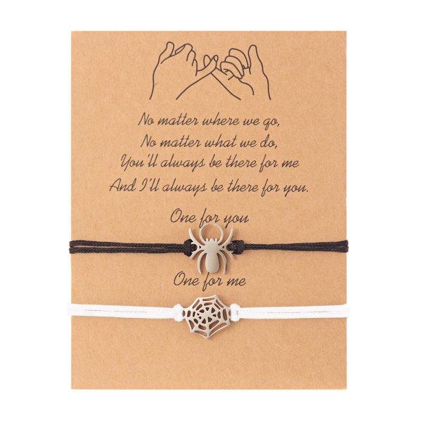 

2Pcs Fashion Silver Color Spider Bracelet for Couple Simple Adjustable Woven Bracelet Valentine s Day Couple Jewelry Gift