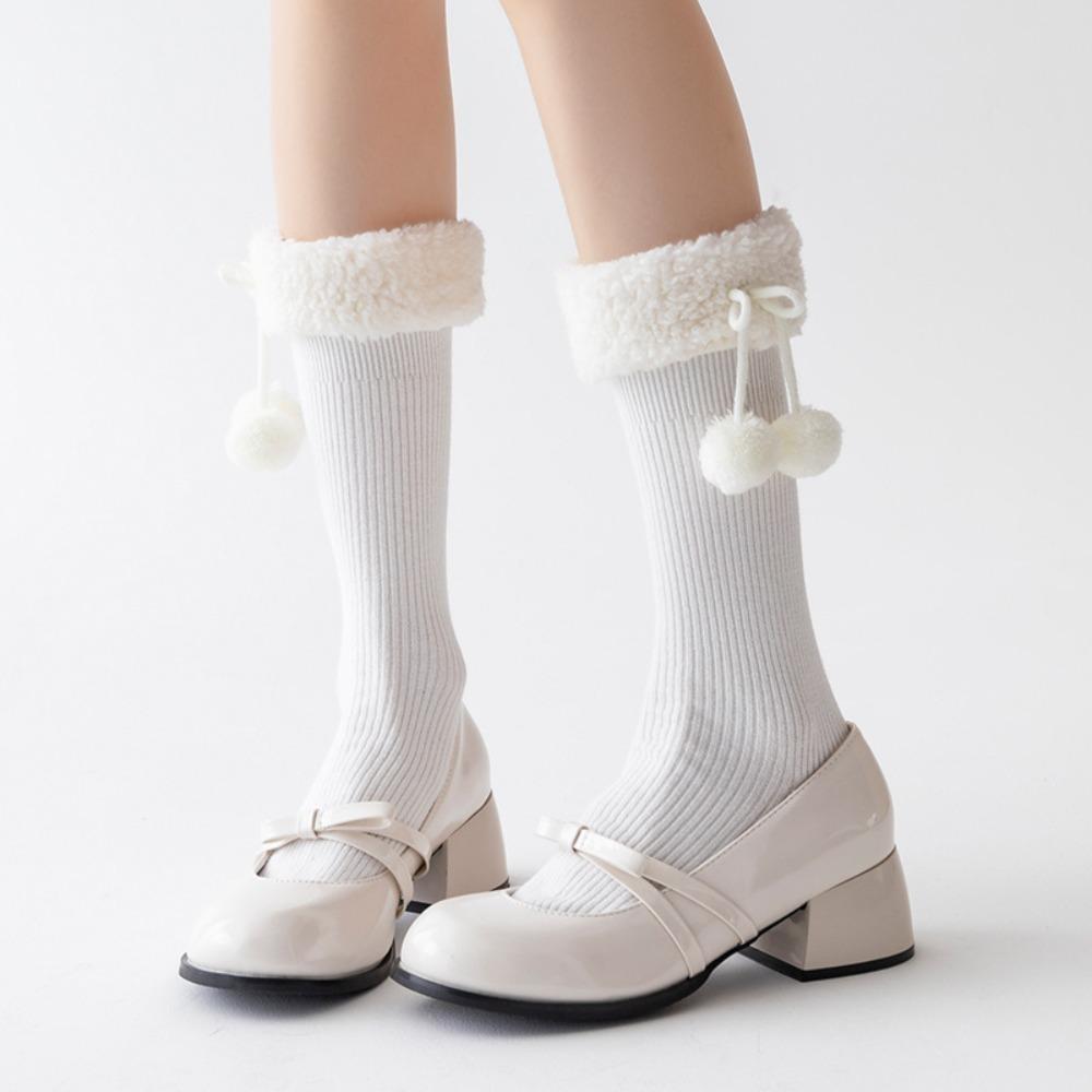 

Cotton Snow Boot Socks Middle Tube Female Hosiery New Bow Middle Tube Socks Winter Christmas Gifts белый