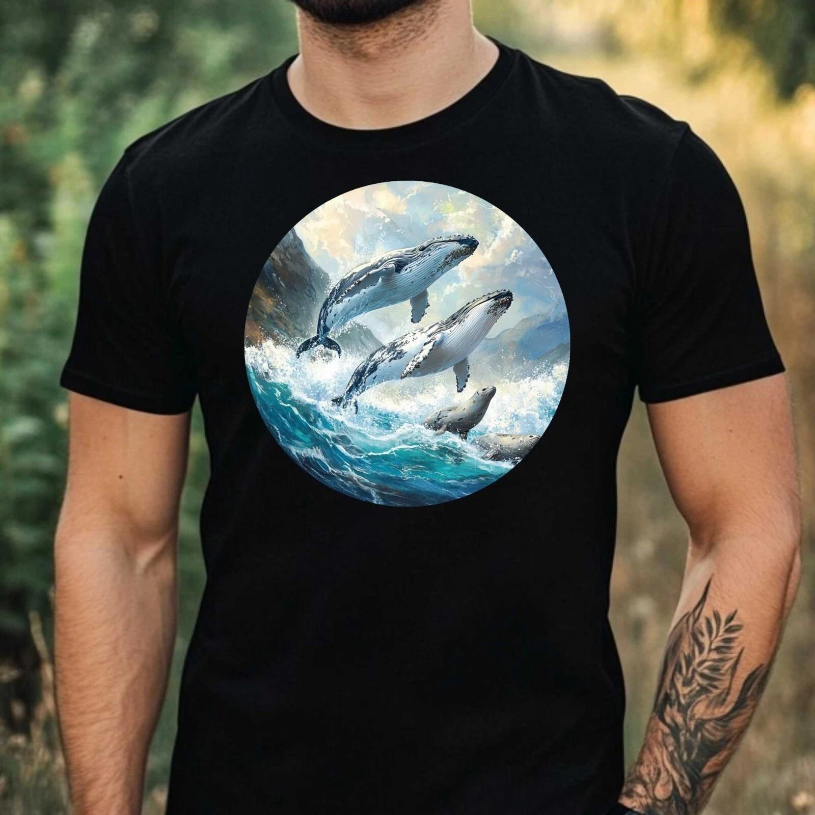 T-Shirt Herren Buckelwal Motiv Baumwolle Größe XS bis 5XL S