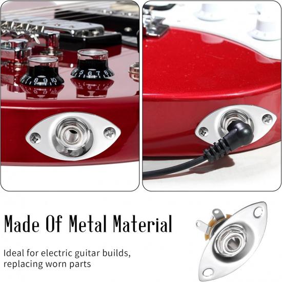Guitar Output Jack Plate 6.35mm Electric Guitar Input Jack 1/4" Oval Guitar Jack Guitar Jack Plate Output Plug Socket for Mono Electric Guitar