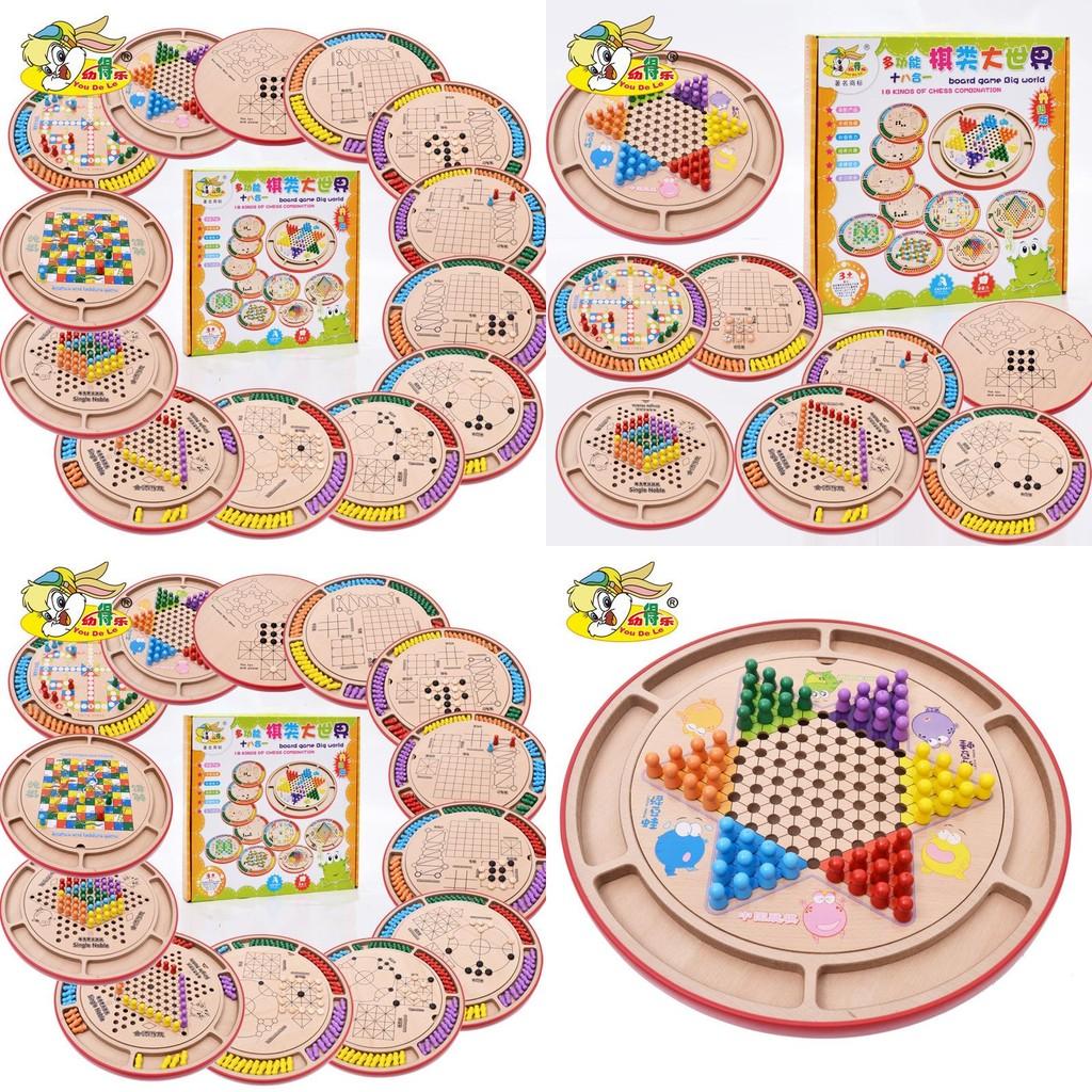 Wooden Educational Puzzle Board With Multiple Chess Games For Kids Development And Fun