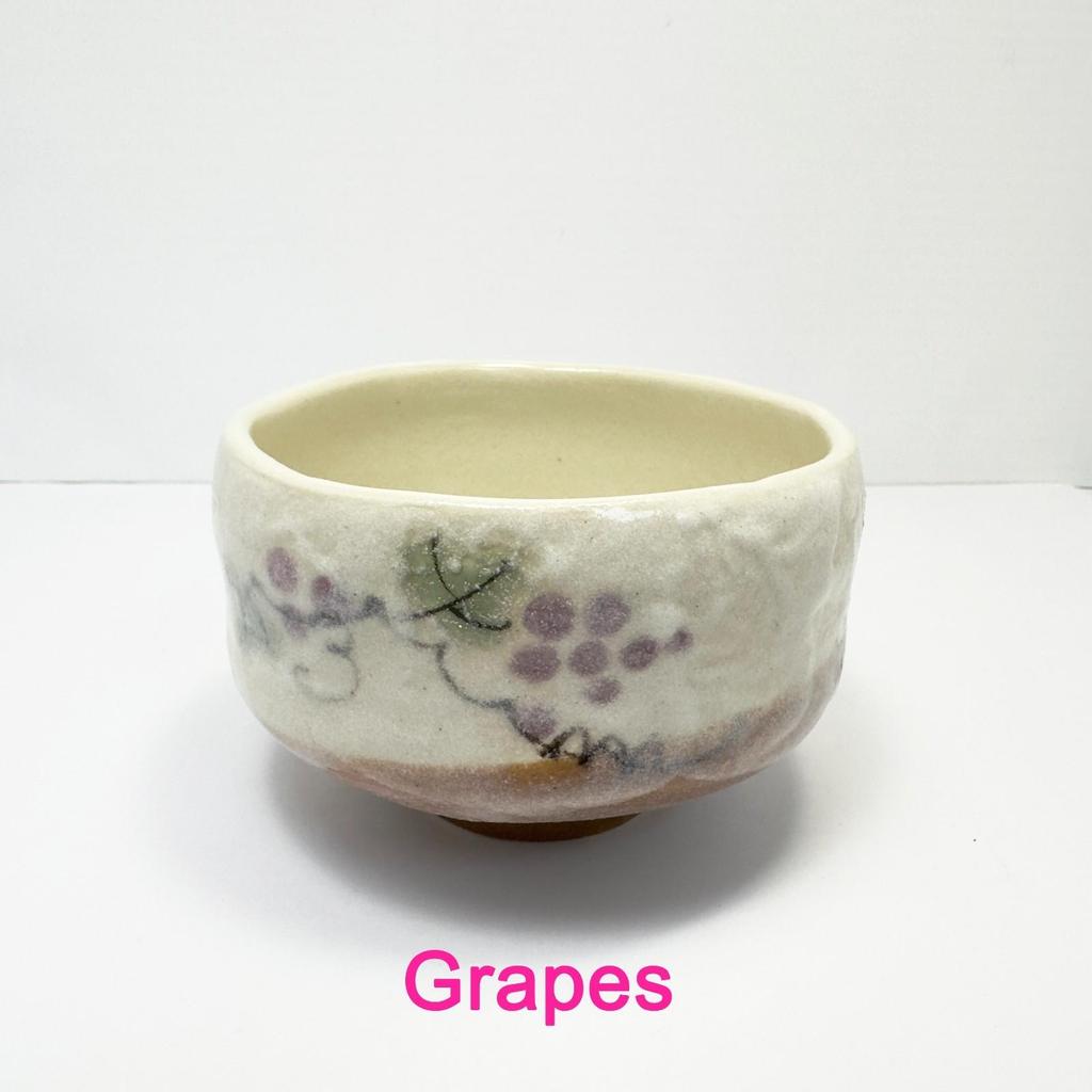 Mino Ware Matcha Bowl Chawan Grapes Made In Japan Dia 9cm