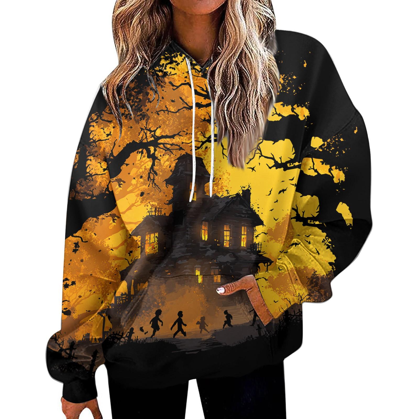 

Женская модная толстовка с принтом, повседневная толстовка с капюшоном и карманами XL жёлтый