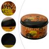 Small Metal Trinket Case Halloween Round Tin Box, Candy Cookie Storage Container with Pumpkin Witch Themed Gift Box Print, Spooky Party Favor Reusable
