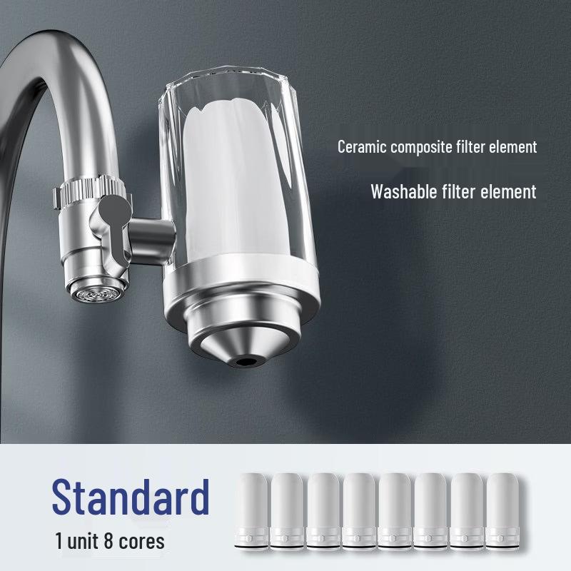 TLXT Stainless Steel Faucet Water Filter with 8 Cartridges