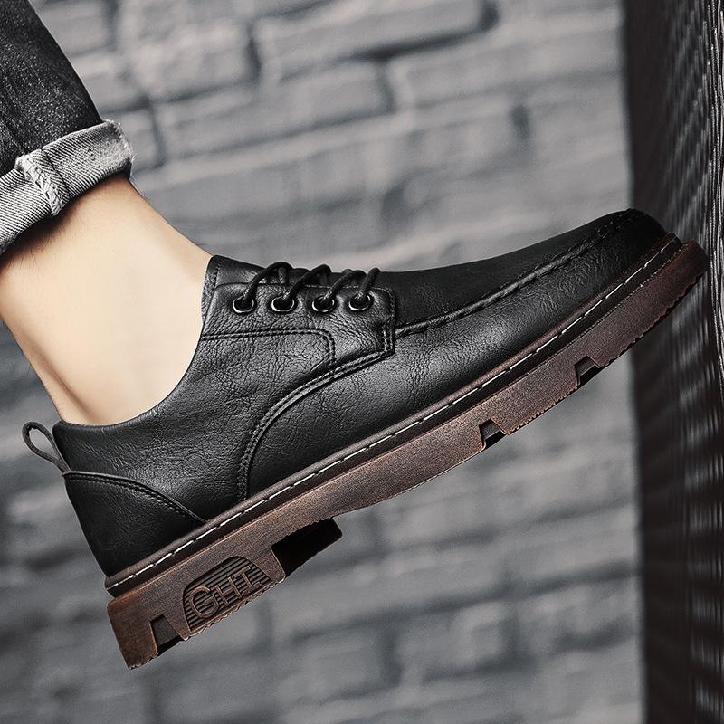 Men's 2023 Autumn Black Casual Retro Leather Shoes – Trendy Non-slip British Style