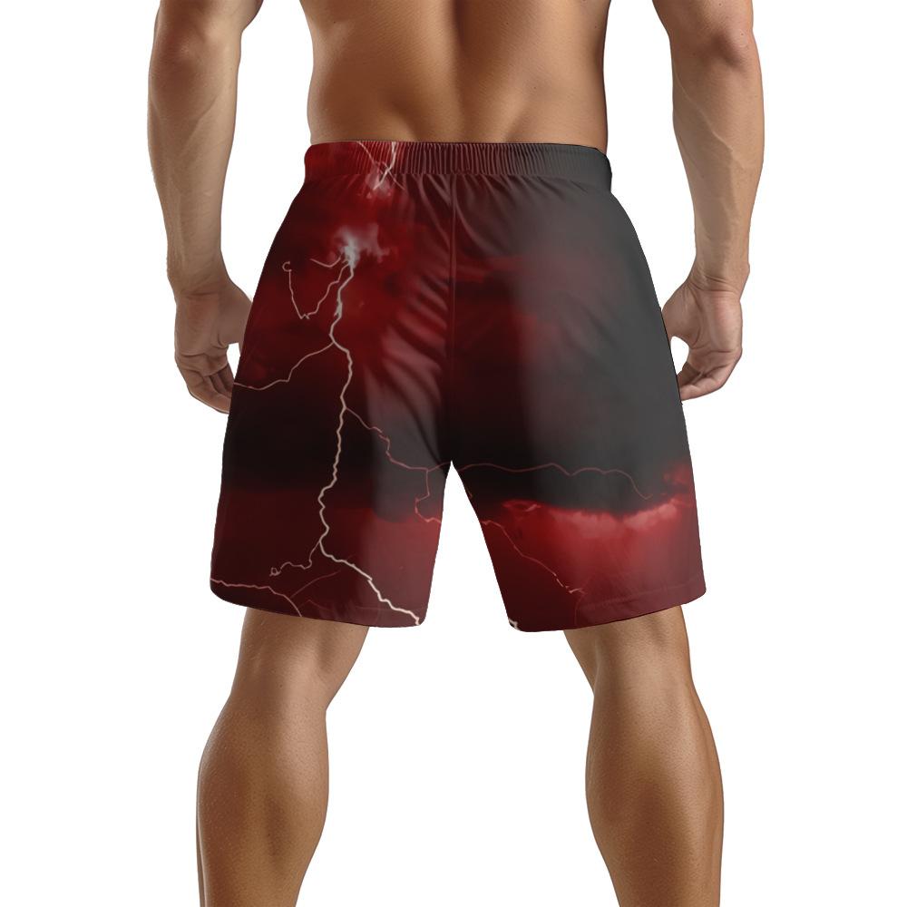 Pantaloncini Casual da Uomo con Elemento Fulmine Oscuro Naturale Europeo e Americano Pantaloni da Spiaggia