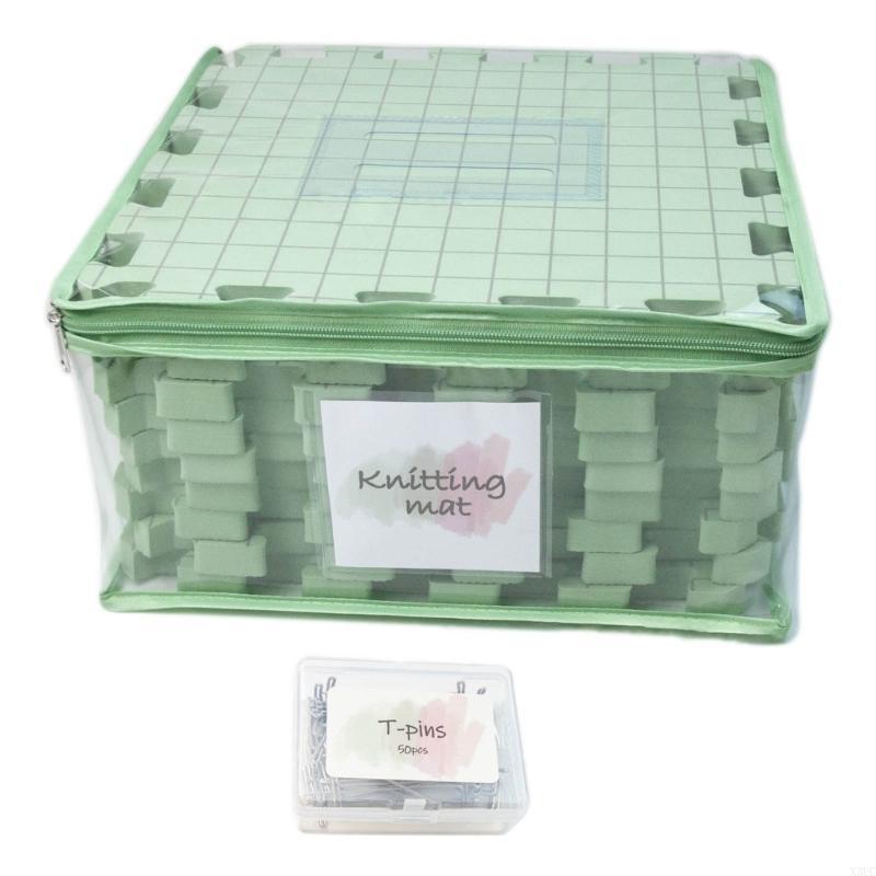 

9 Pieces Crochet Blocking Board Knitting Blocking Mats Thick Grids Board Crochet Accessories Gift for Craft Enthusiasts X3UC зелений