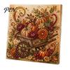 Festive Seasonal Craft Kits Autumn Faux Pearl Painting Kit, Fall Theme Art DIY Kit for Handmade Wall Decor Adults, Fox Pumpkin 3D Set Thanksgiving