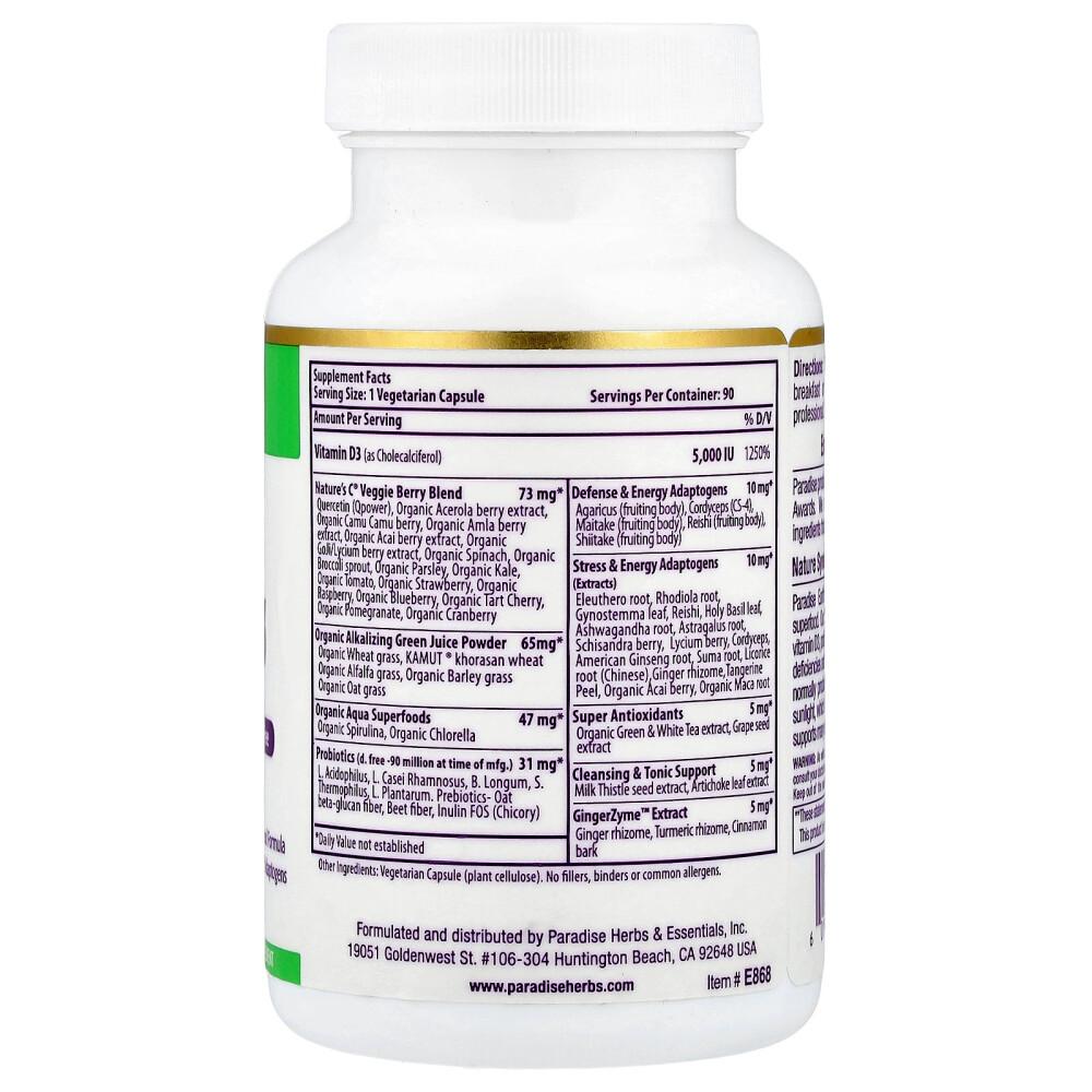 Paradise Herbs Earth's Blend Vitamin D3 5000IU Veggie Capsules, 90 Count