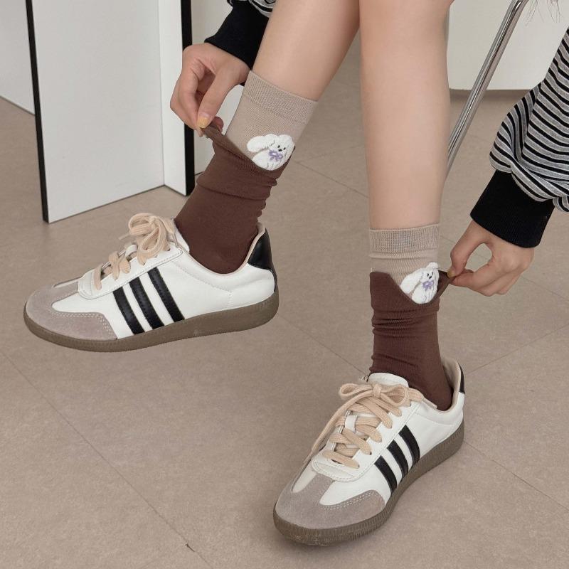 Fall/Winter Cotton Socks with 3D Cartoon Animals Edging - Women's Mid-Calf Socks - Cute Plush Socks