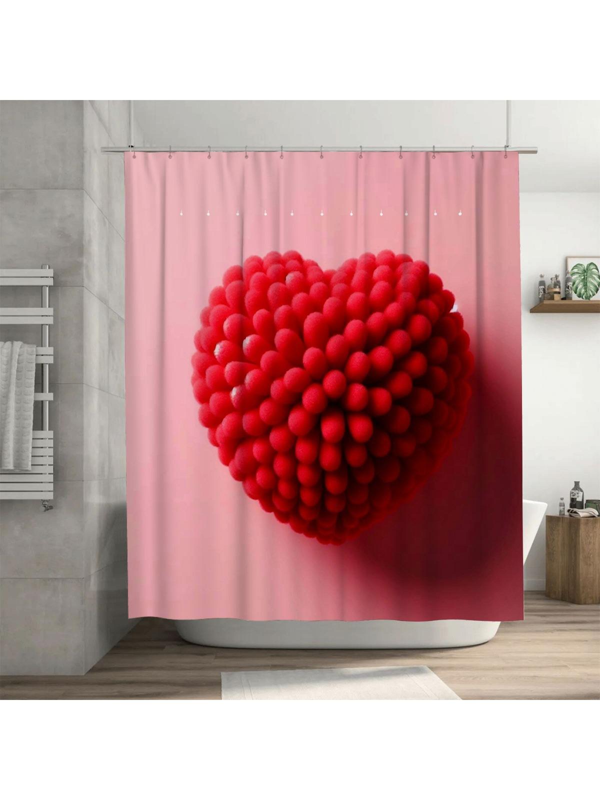 3D Red Heart Shower Curtain | Romantic and Modern Bathroom Decor 90X180cm