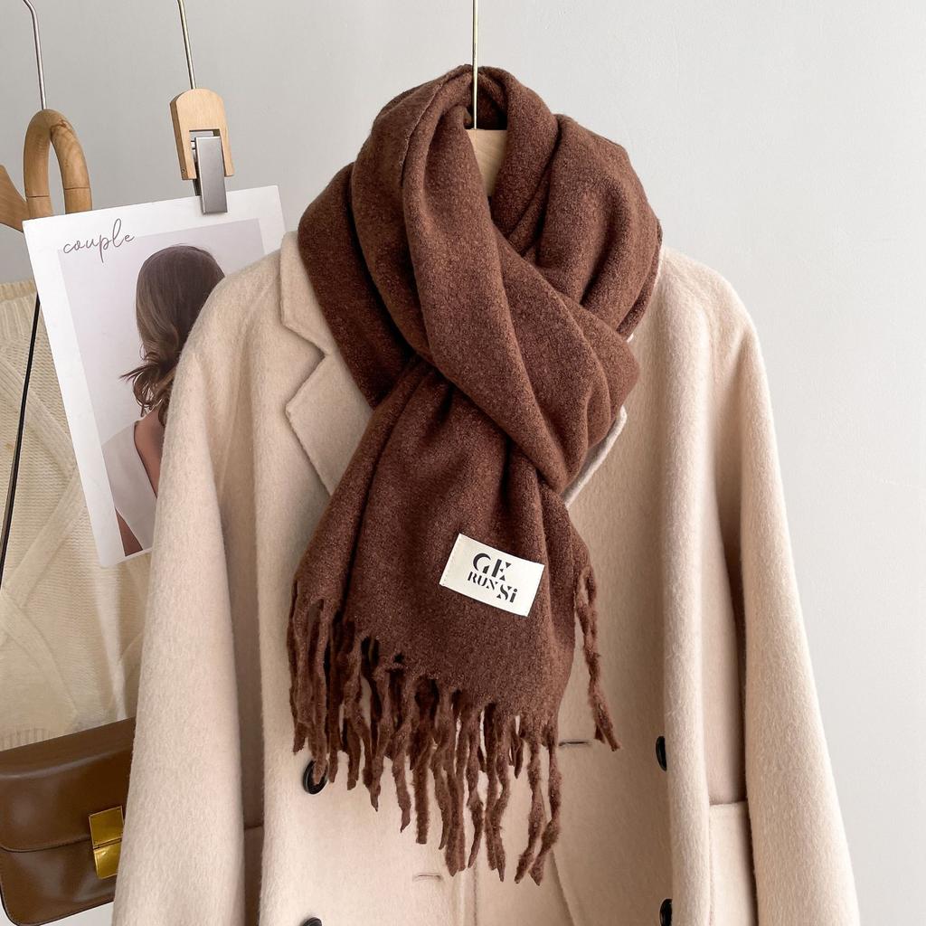 New solid color casual scarf simple fashion scarf men's and women's thickened versatile shawl