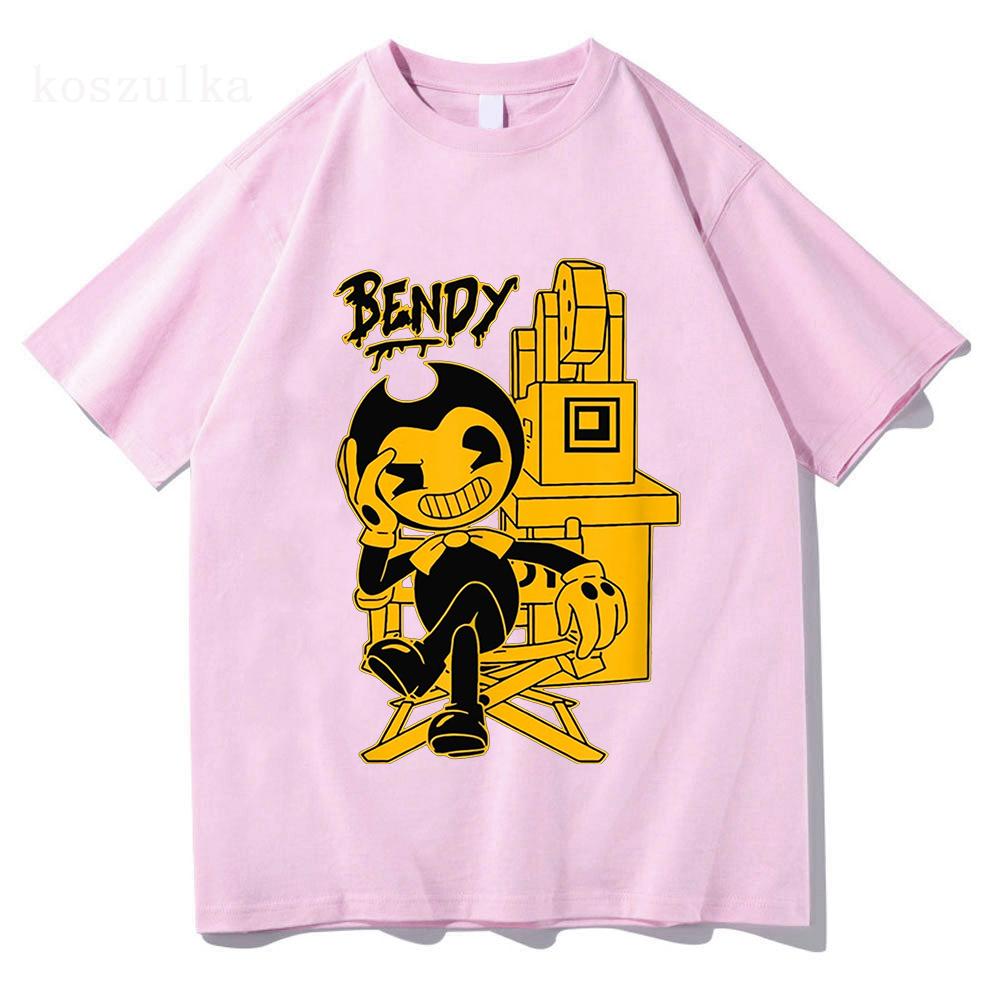 Spiel Bendy and The Ink Machine T-Shirt Sommer Kurzarm Damen T-Shirts Streetwear Unisex Locker Rundhals Grafikdruck T-Shirts