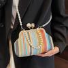 New design fashionable straw woven pearl portable dinner bag personalized mix and match style casual personality messenger women's bag