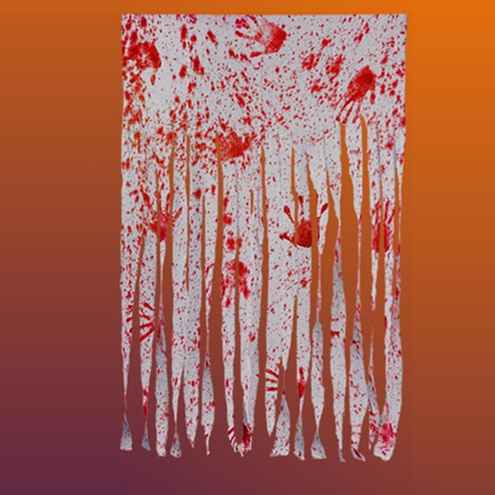 Hanging Halloween Doorway Curtains Scary Theme Bloody Handprints Curtains Bloody Gauze  Bar