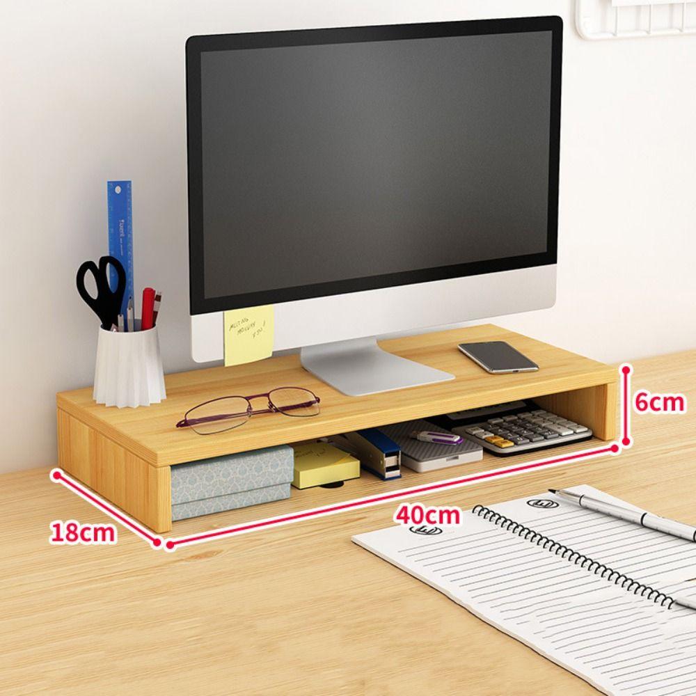 Stable Base Wood Desktop Computer Stand Easy Assemble Elevated Computer Holder  Computer Table