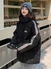 Women's 2024 Korean-Style Black Down Cotton Jacket - Winter Loose Fit, Trendy & Thickened for Students.
