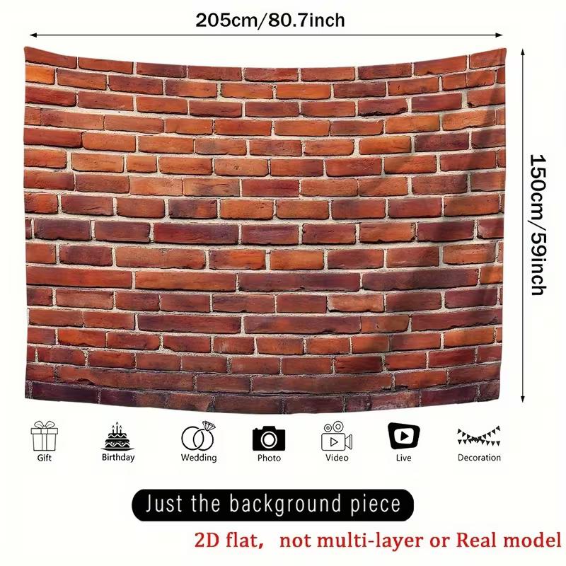 Red Brick Wall Tapestry, Rustic Brick Print Wall Hanging Decor