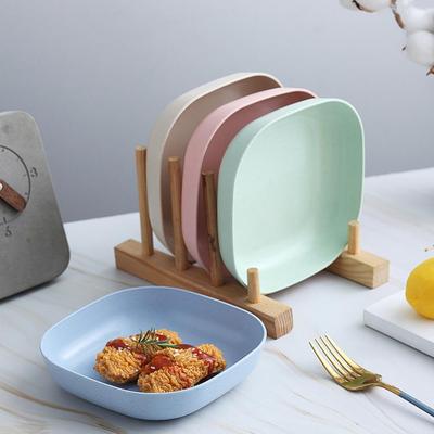 Wheat Plastic Salad Bowl Large Capacity Food Grade Versatile Dessert Snack Cake Serving Plate Reusable Dinner Household Supplies