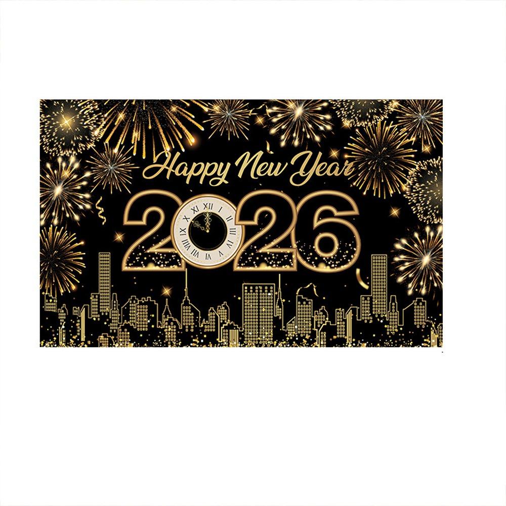 Black Gold 2026 New Year Backdrops Colorful Balloon Photo Background Party Background  Photo Studio