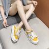 Foreign trade baotou half slippers 2025 summer new muffin platform front lace-up fashion casual sports canvas shoes