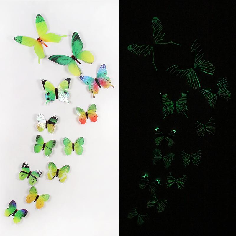 12-Piece Glow-in-the-Dark Butterfly Wall Decals for Children s Rooms
